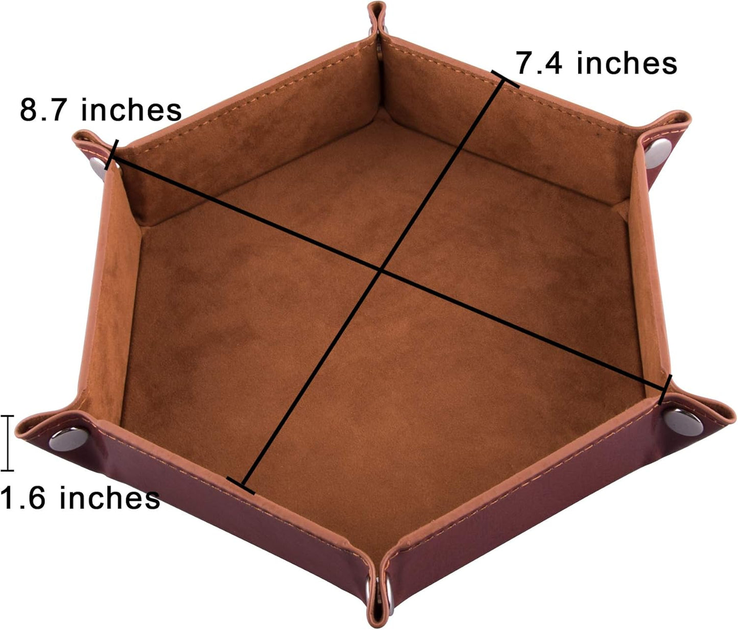 2-Piece PU Leather Hexagon Dice Tray Set (Camel & Black)