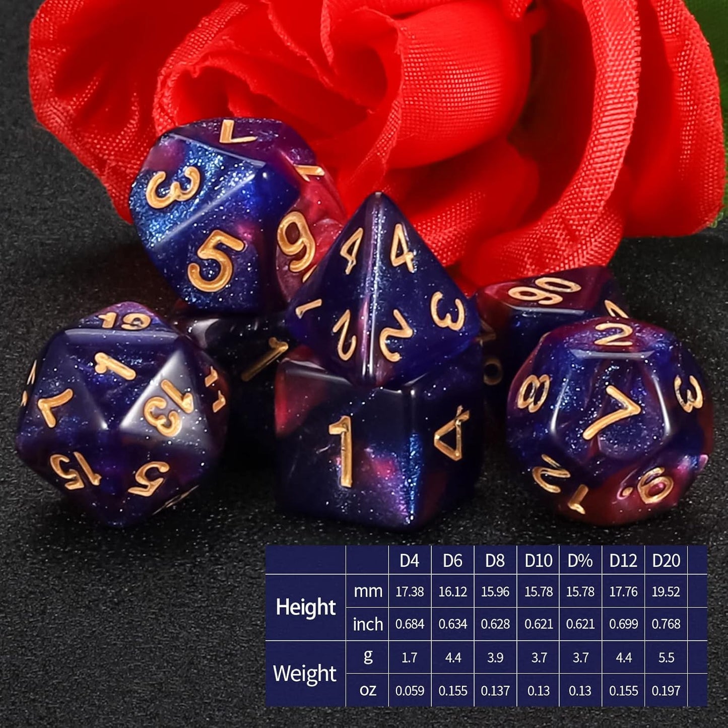Blurple Nebula Dice Set 7pcs