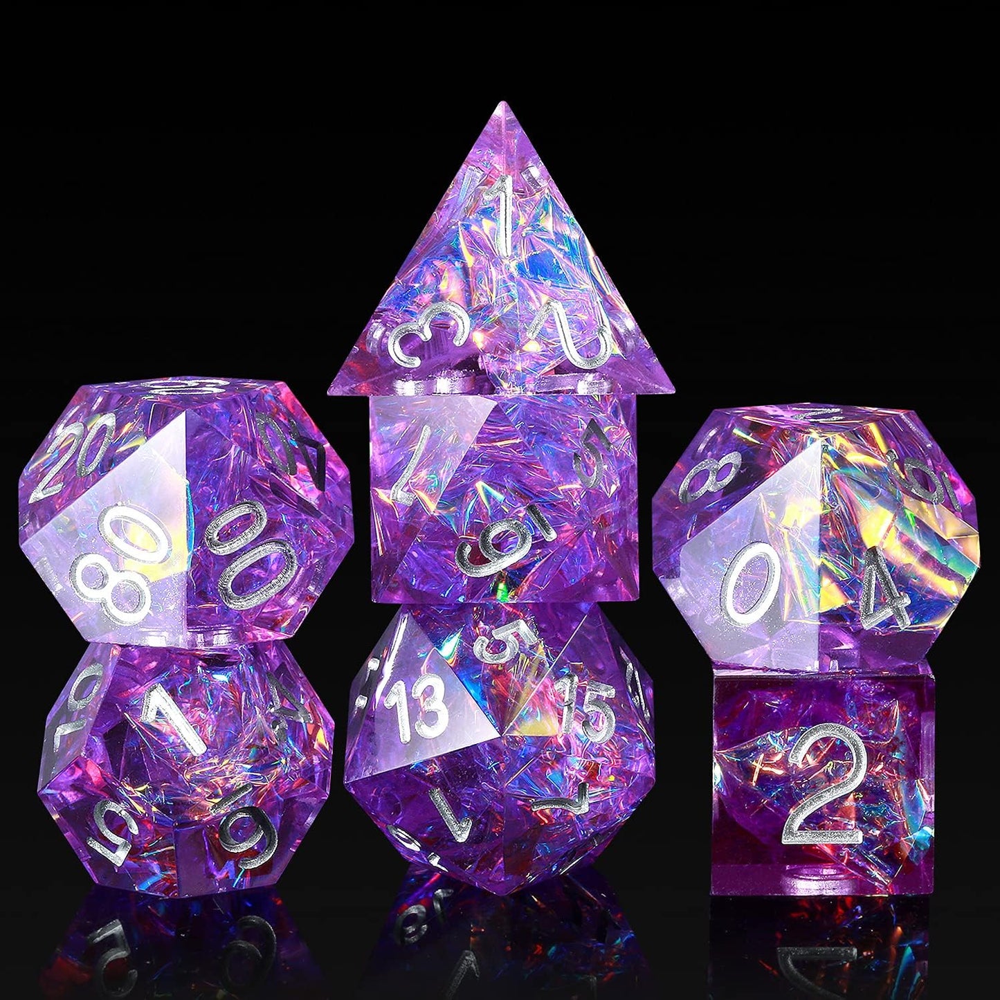 Handmade Resin Dice Sets with Dragon Case