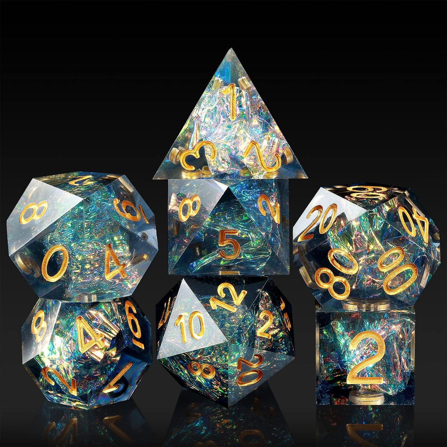 Handmade Resin Dice Sets with Dragon Case