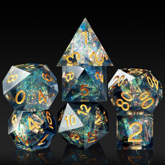 Handmade Resin Dice Sets with Dragon Case