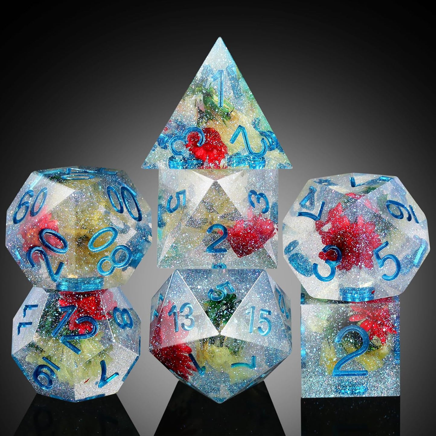 Handmade Resin Dice Sets with Dragon Case