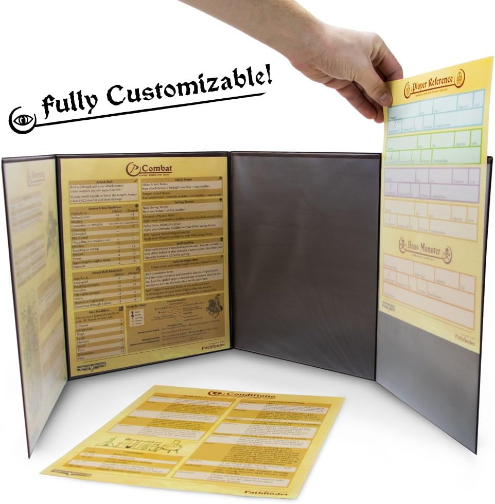 4-Panel Customizable GM Screen with Free Inserts