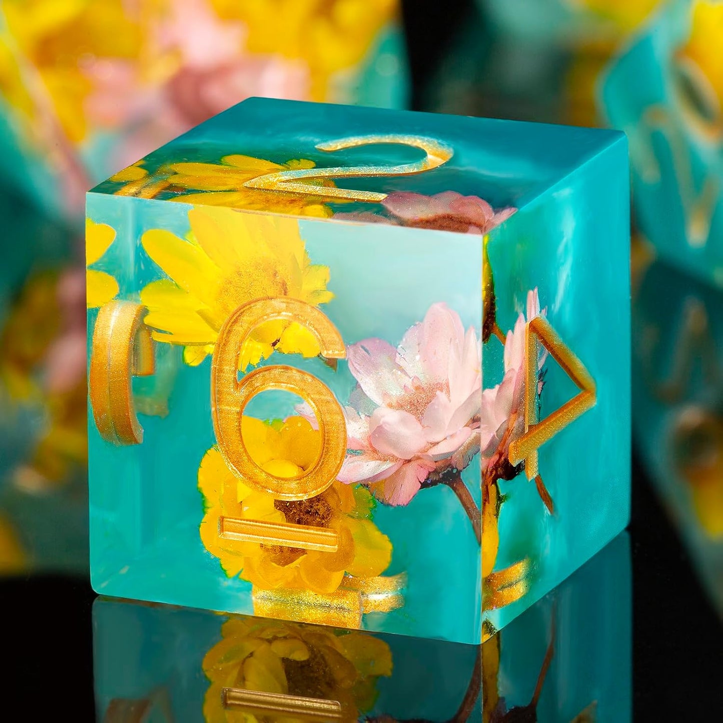 Handmade Resin Dice Sets with Dragon Case