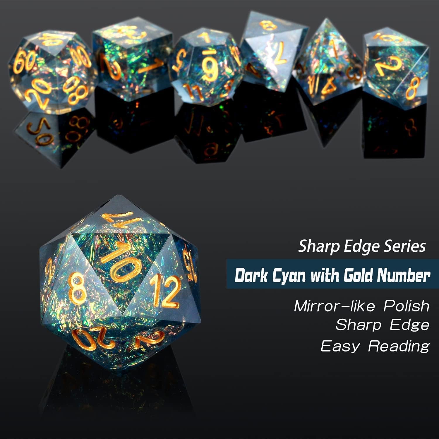 Handmade Resin Dice Sets with Dragon Case