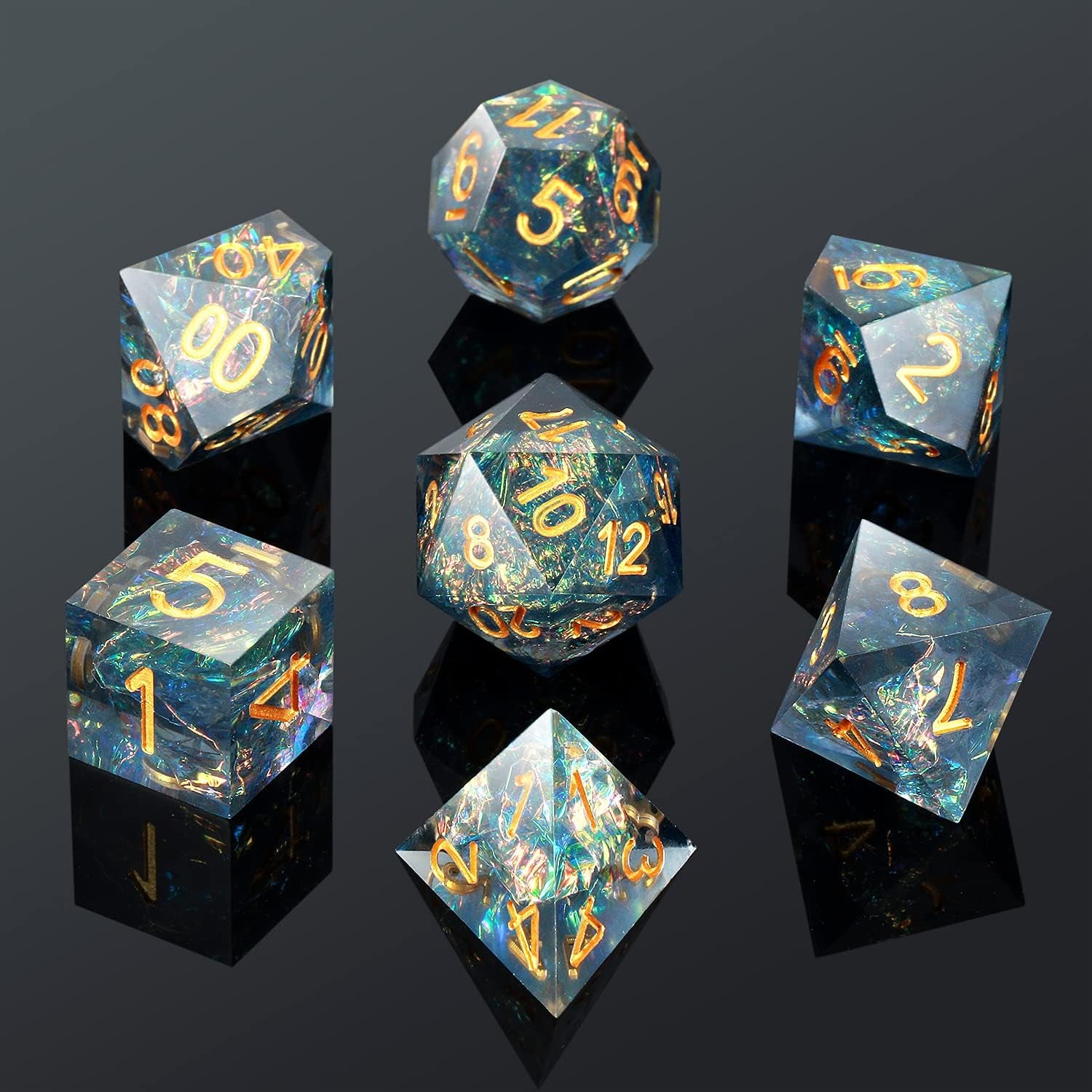 Handmade Resin Dice Sets with Dragon Case