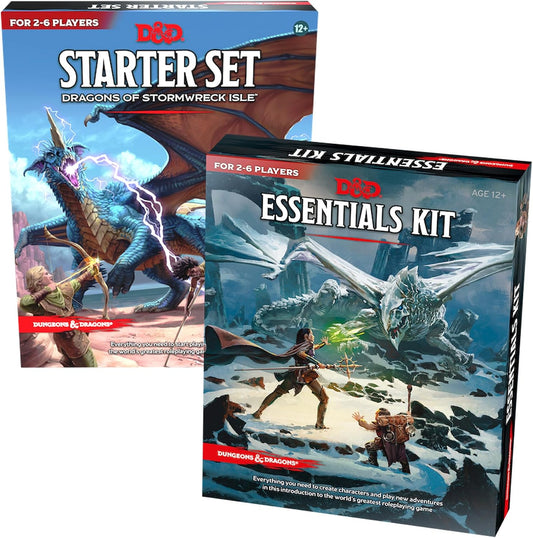 Dungeons and Dragons Starter Bundle - Learn to Play with the D&D Essentials Kit and D&D Starter Set: Dragons of Stormwreck Isle