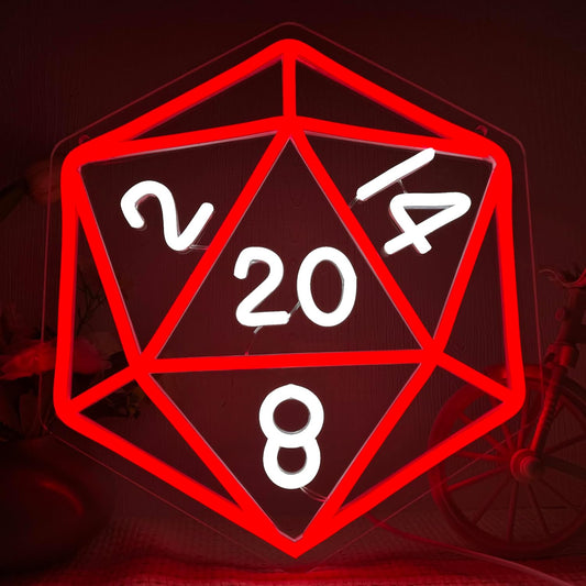 D20 Red Neon Sign
