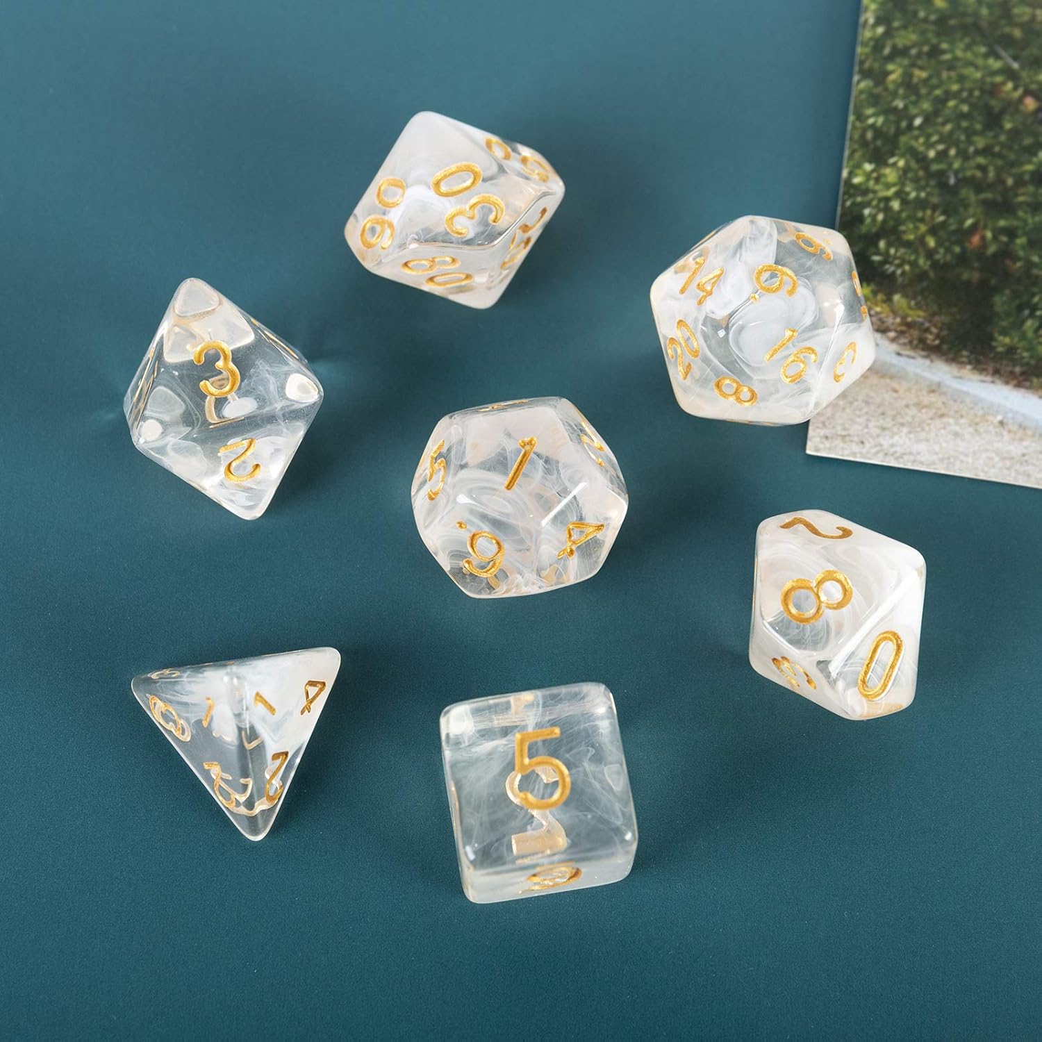 2 Sets! Smoky Black & White Resin Dice Sets
