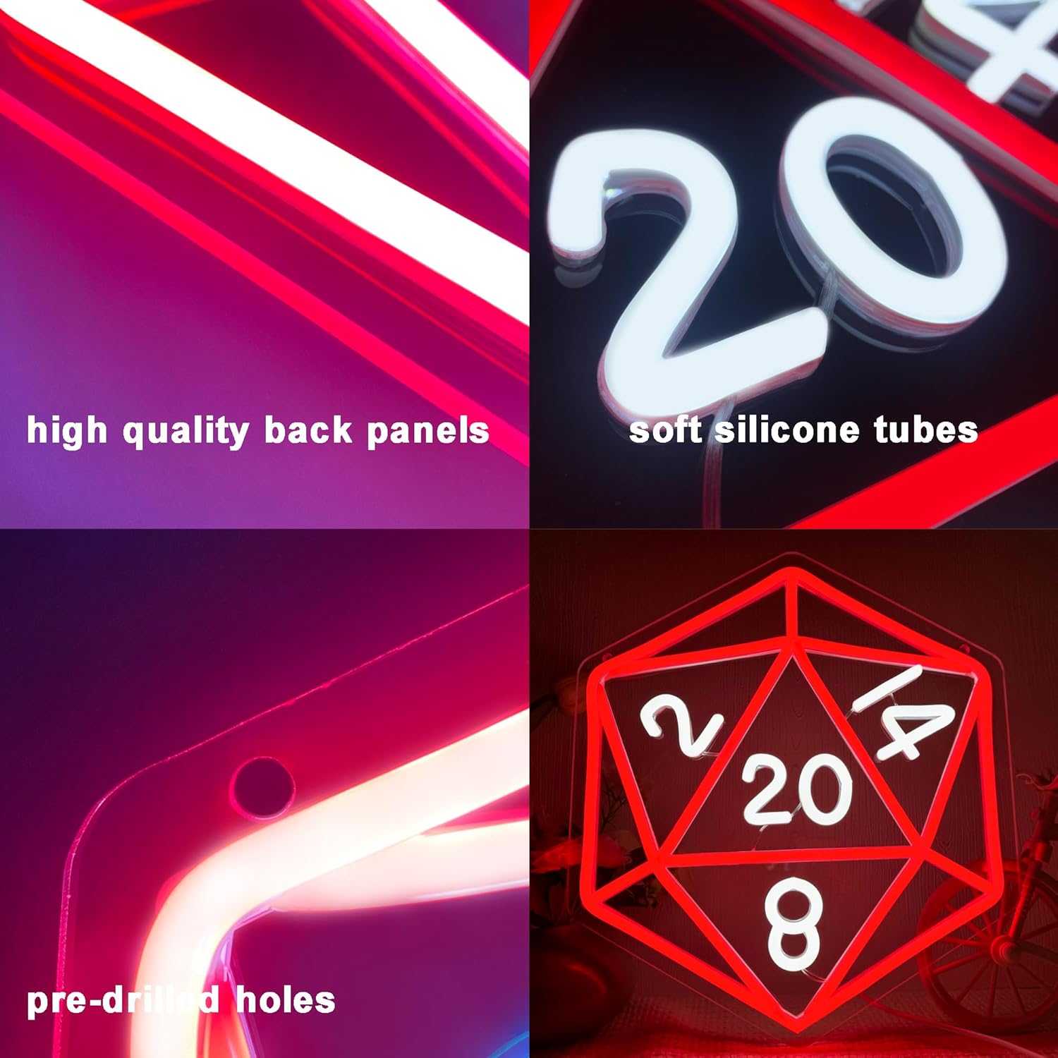 D20 Red Neon Sign
