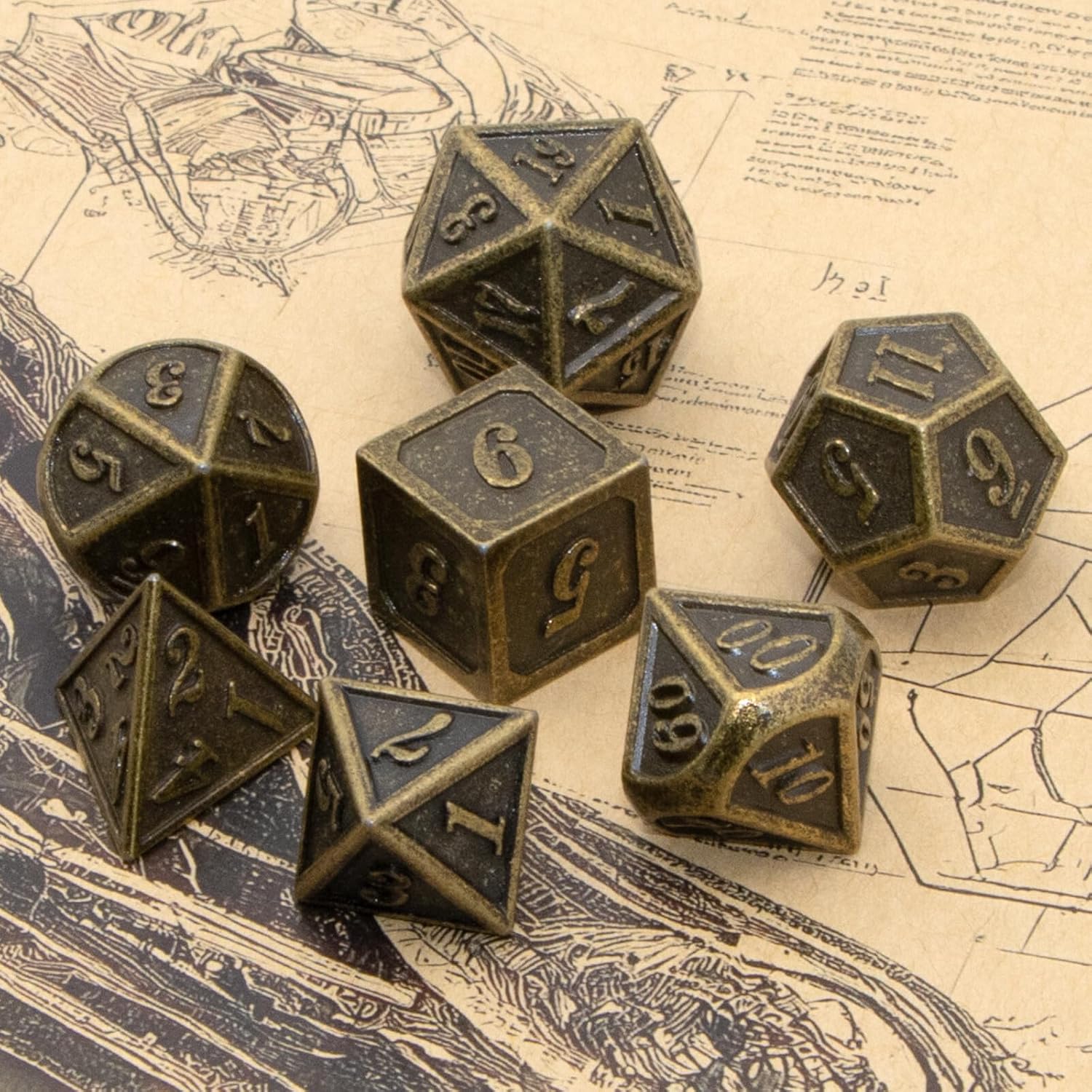 Antique Metal Dice Set