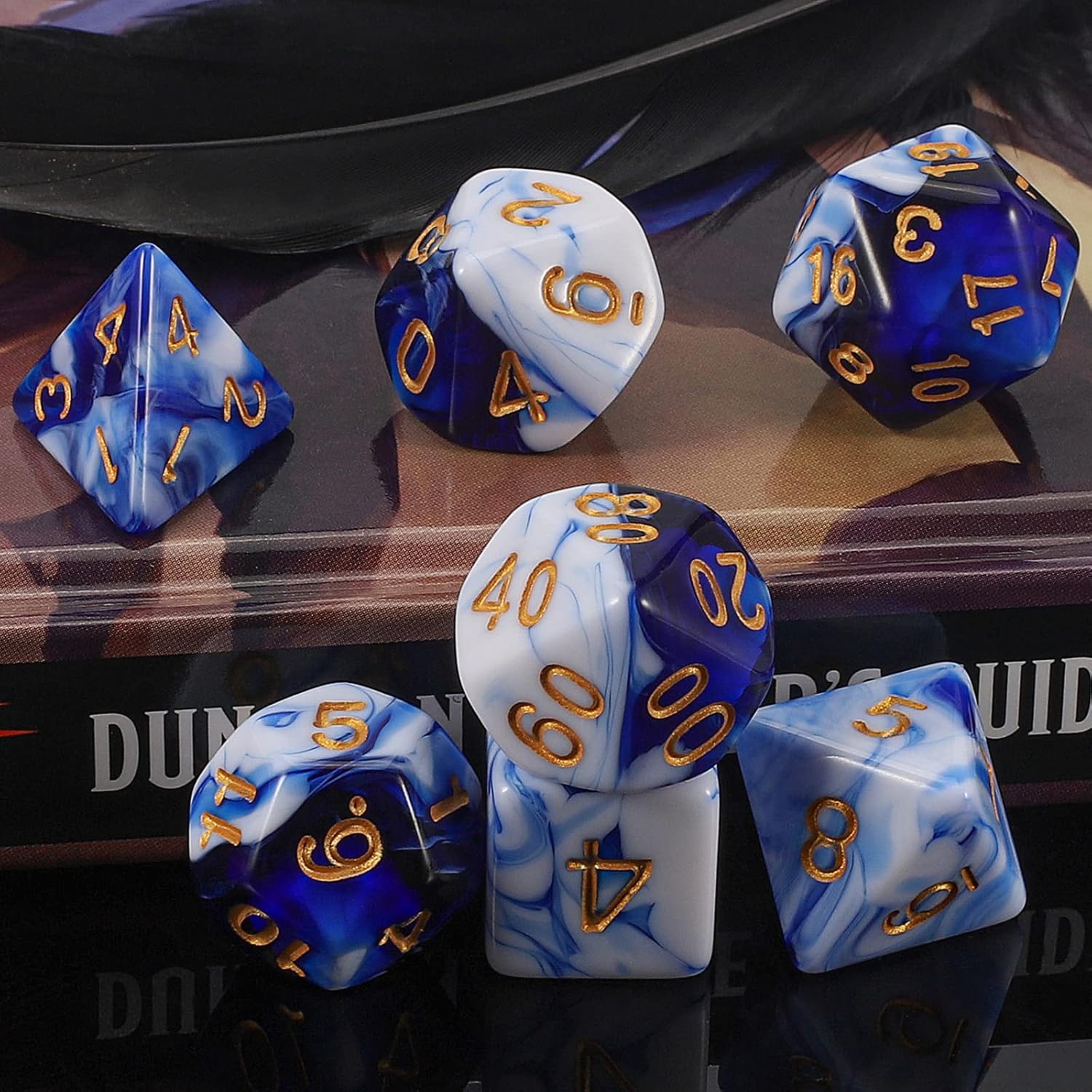 Blue & White Dice Set 7pcs