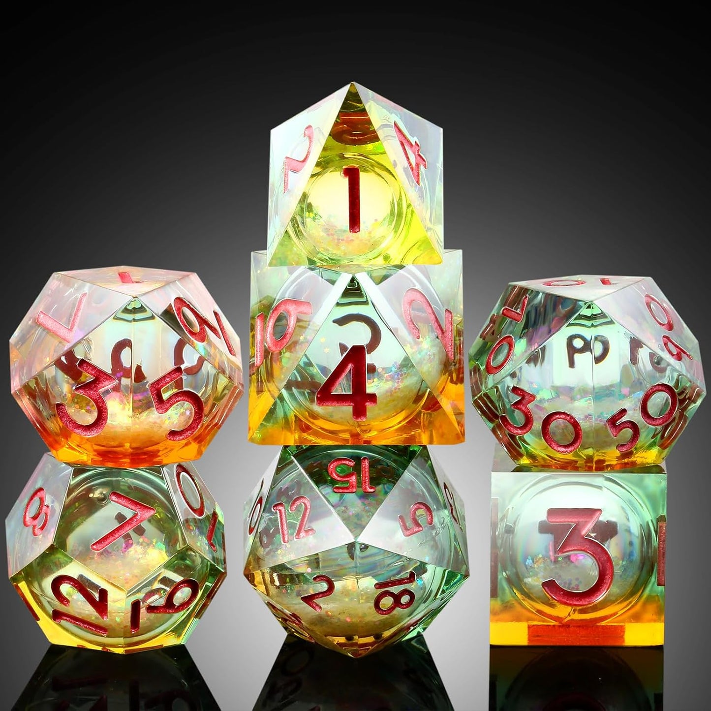 Handmade Resin Dice Sets with Dragon Case