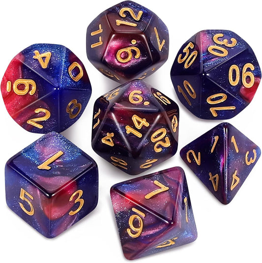 Blurple Nebula Dice Set 7pcs