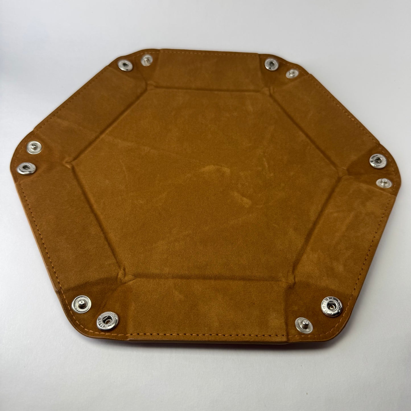 2-Piece PU Leather Hexagon Dice Tray Set (Camel & Black)