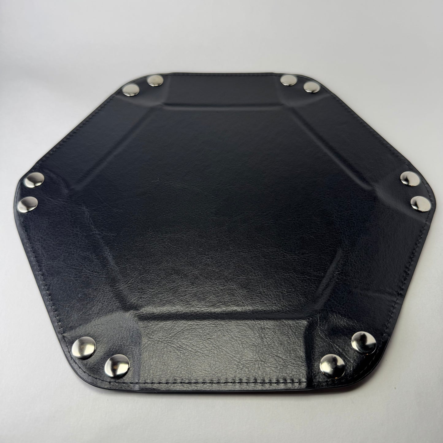 2-Piece PU Leather Hexagon Dice Tray Set (Camel & Black)