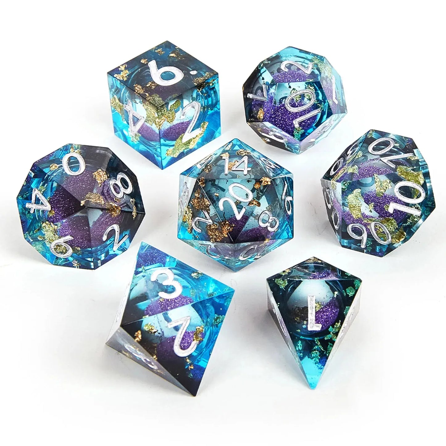 Liquid Resin Dice Set w/ Wooden Storage Box