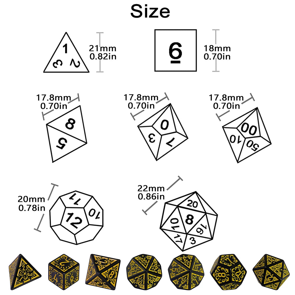 Carved Dice Set 7pcs
