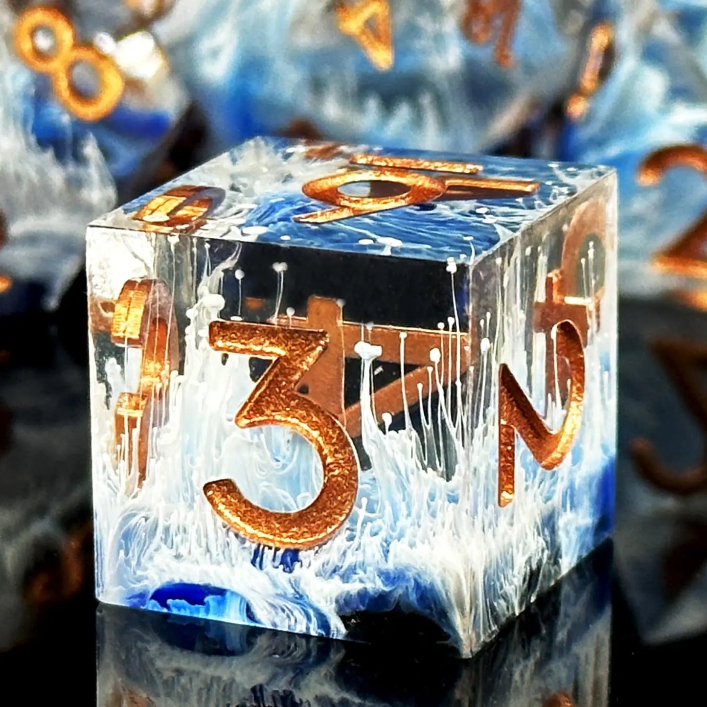 Semi-Transparent Handmade Resin Dice Set 7pcs