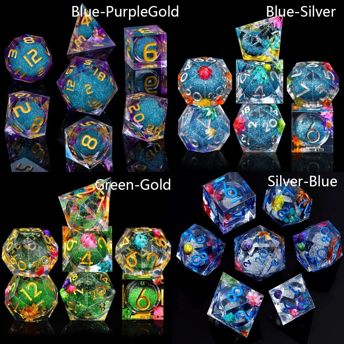 Liquid Resin Dice Set w/ Wooden Storage Box