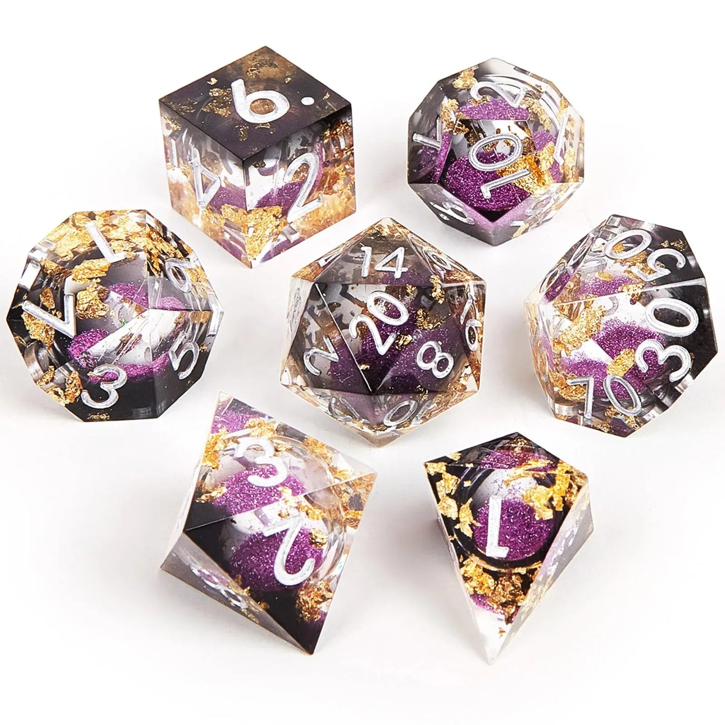 Liquid Resin Dice Set w/ Wooden Storage Box