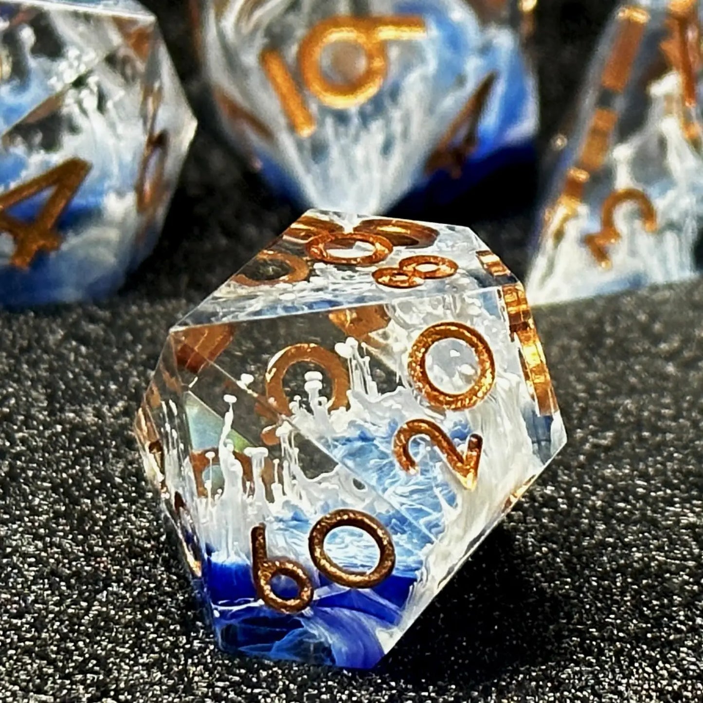 Semi-Transparent Handmade Resin Dice Set 7pcs