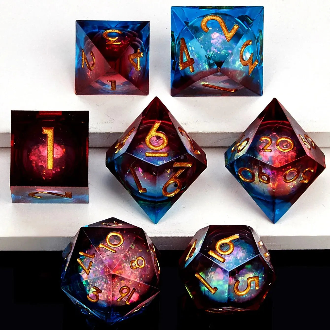 Liquid Resin Dice Set w/ Wooden Storage Box