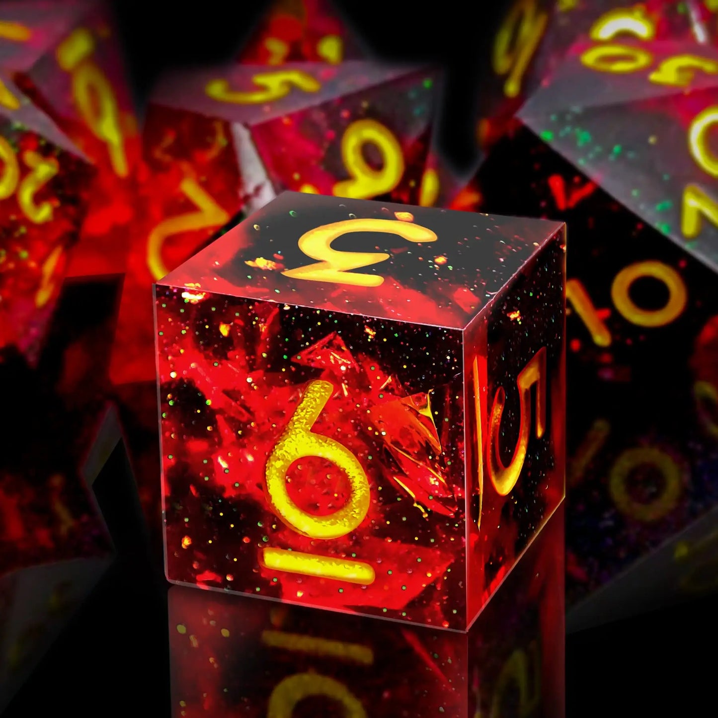 Semi-Transparent Handmade Resin Dice Set 7pcs