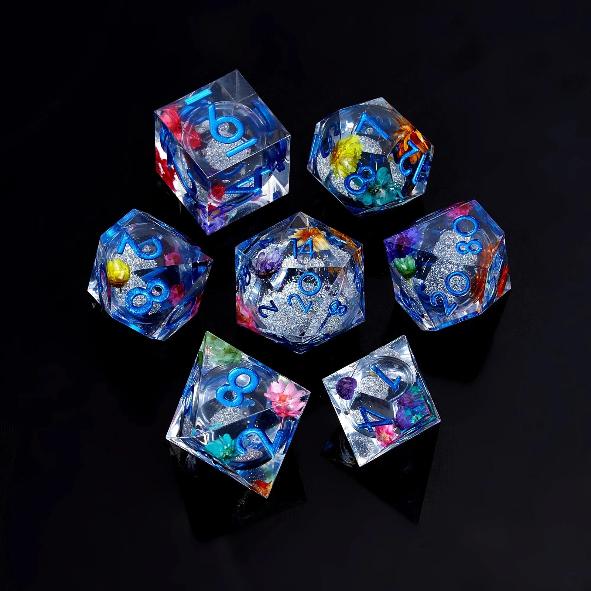 Liquid Resin Dice Set w/ Wooden Storage Box