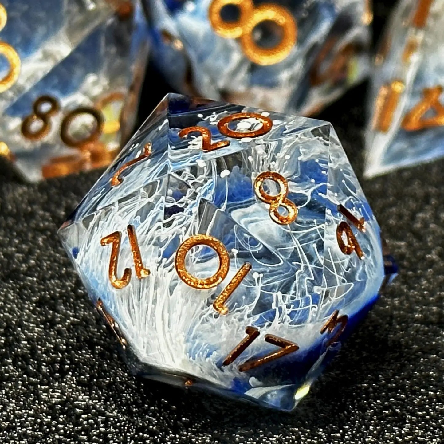 Semi-Transparent Handmade Resin Dice Set 7pcs