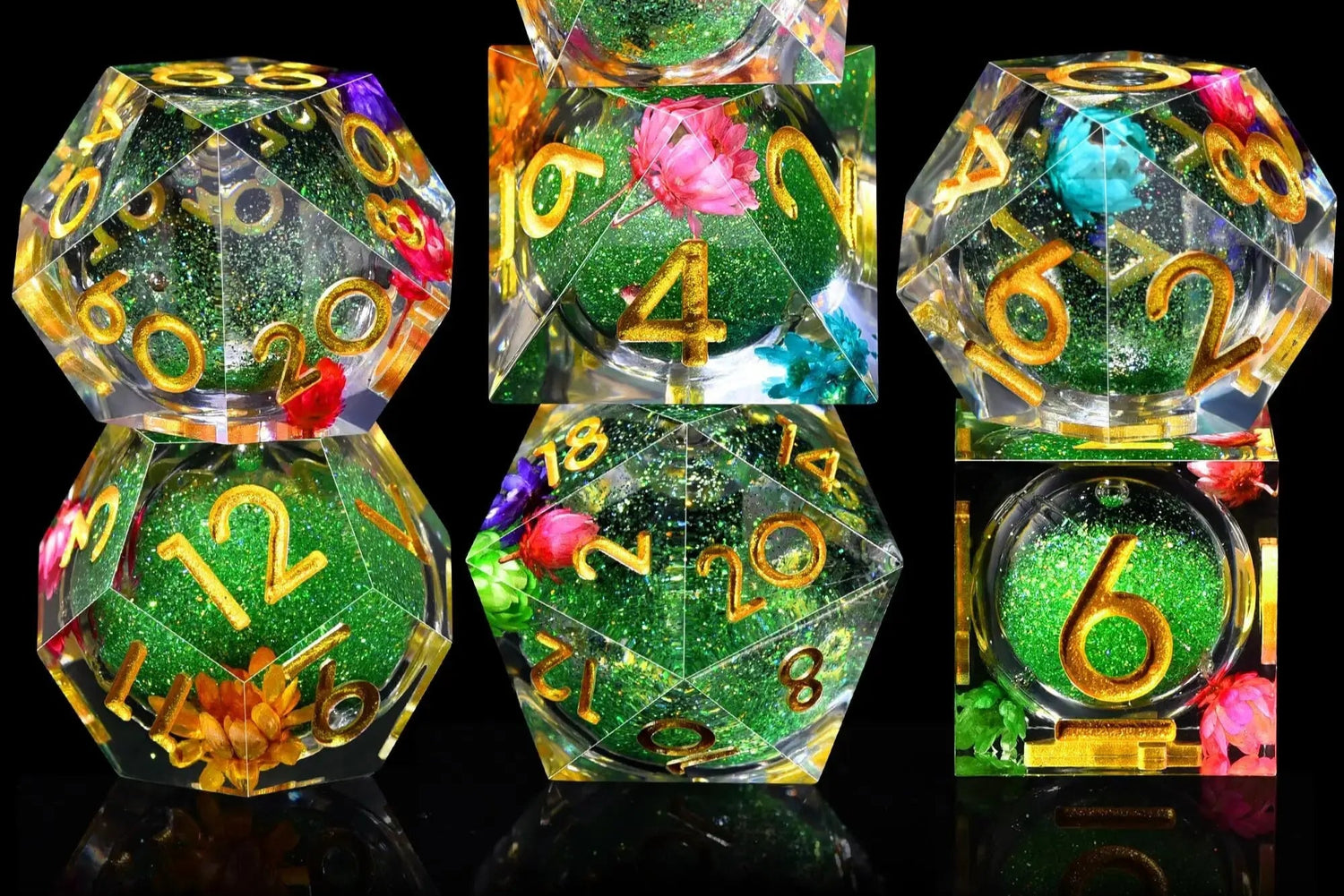 Liquid Resin Dice Set w/ Wooden Storage Box
