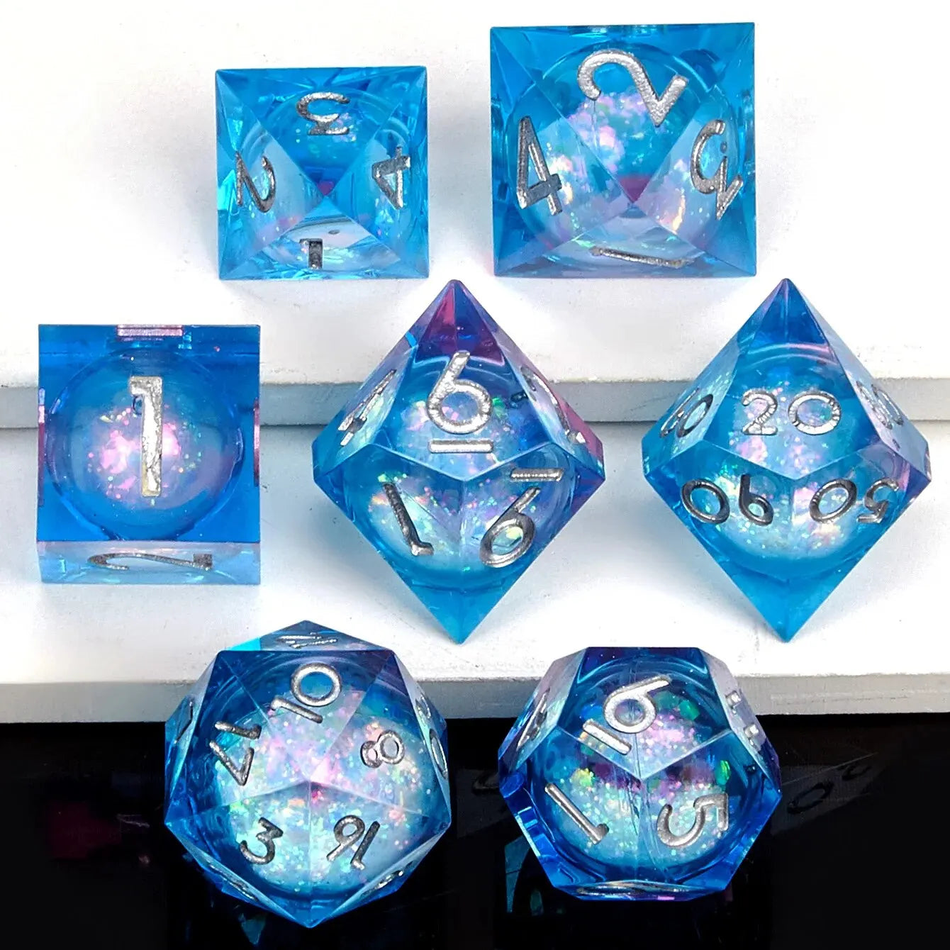 Liquid Resin Dice Set w/ Wooden Storage Box