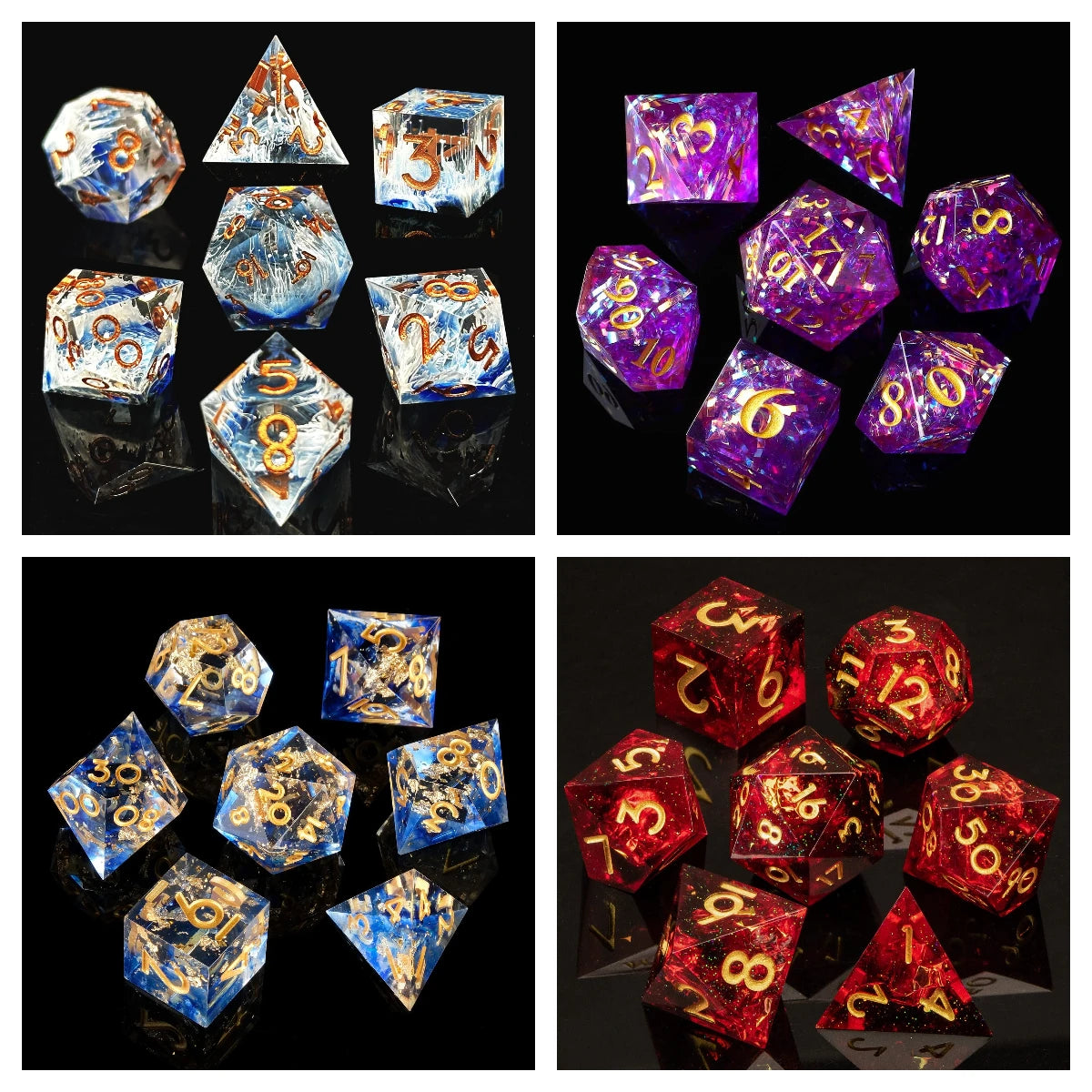 Semi-Transparent Handmade Resin Dice Set 7pcs