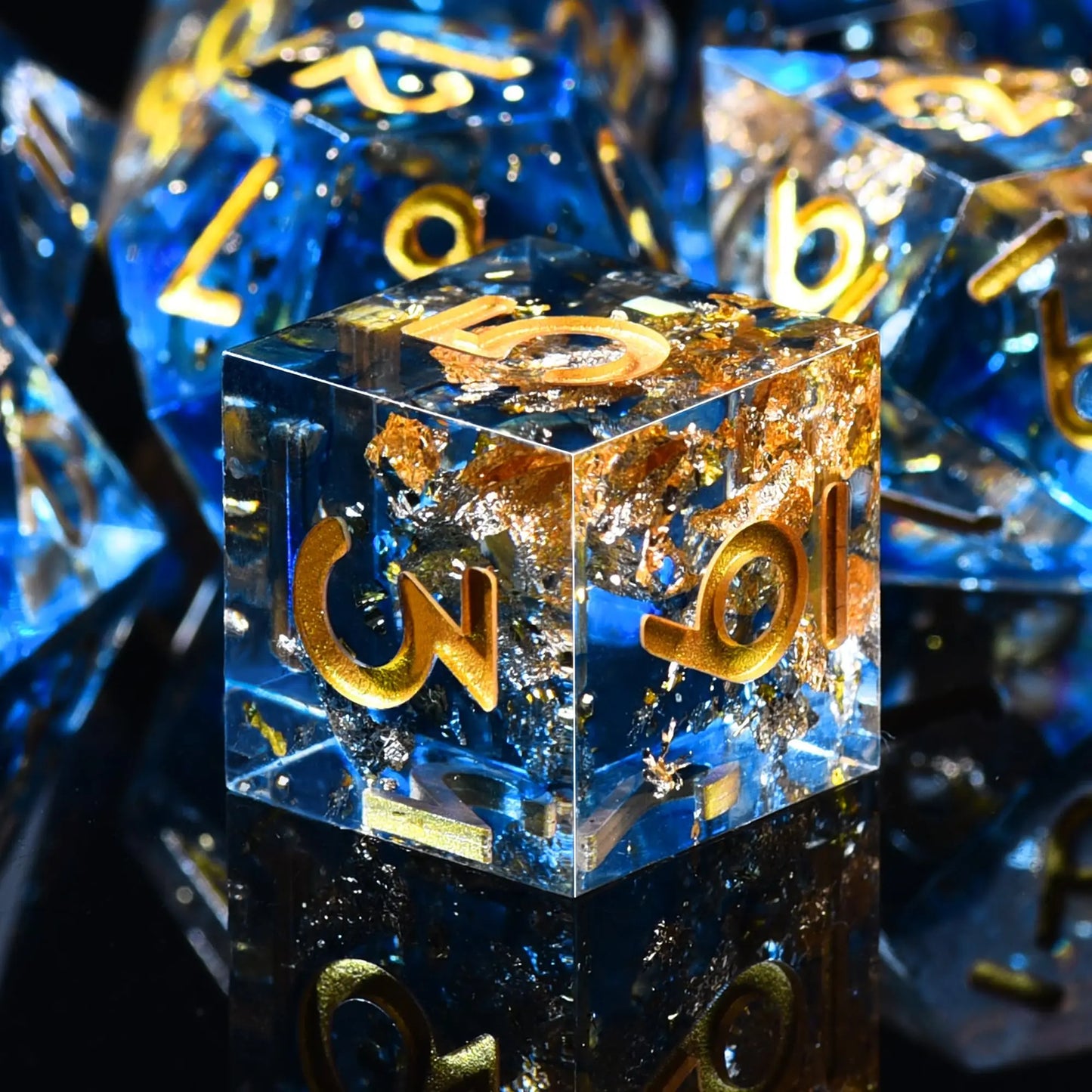 Semi-Transparent Handmade Resin Dice Set 7pcs