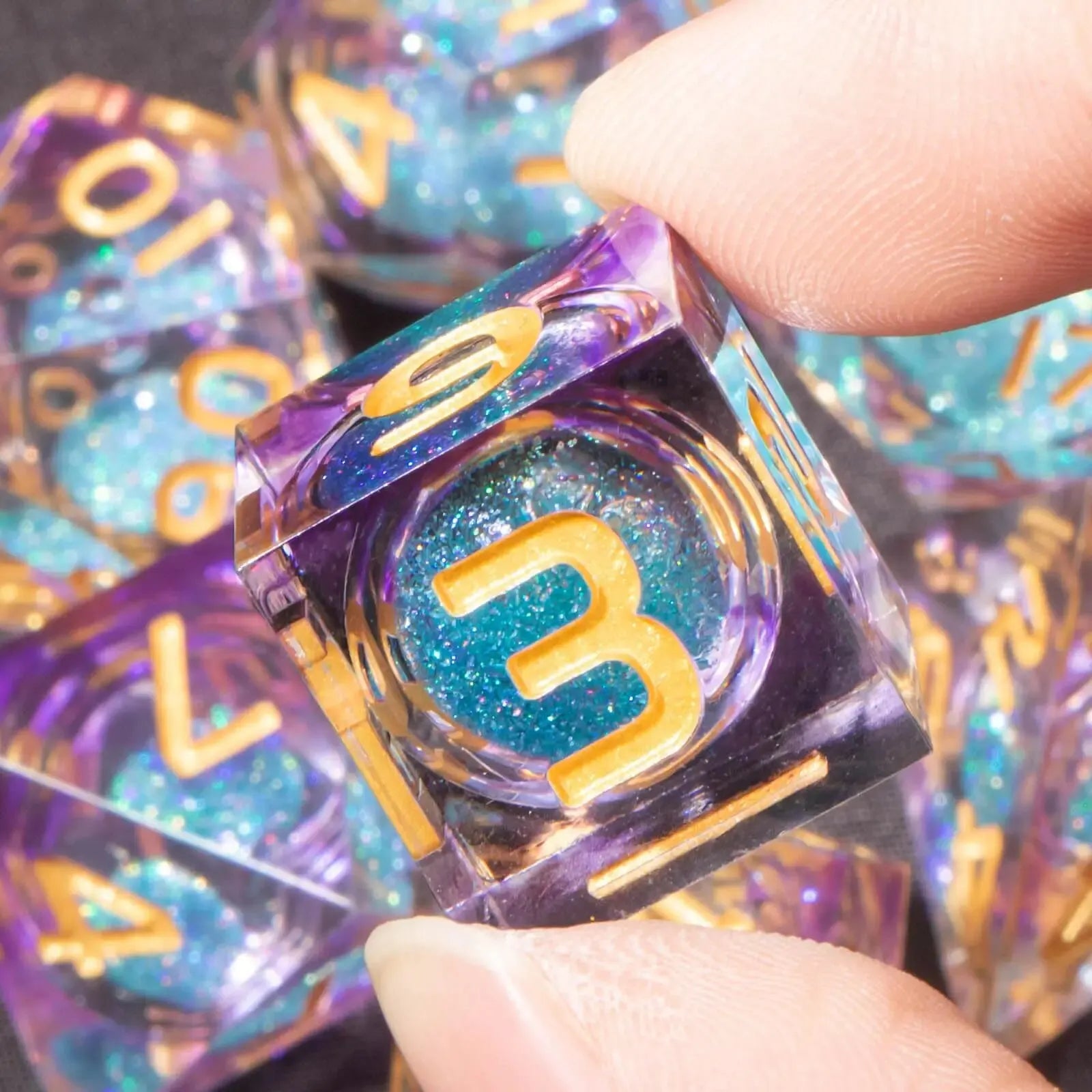 Liquid Resin Dice Set w/ Wooden Storage Box