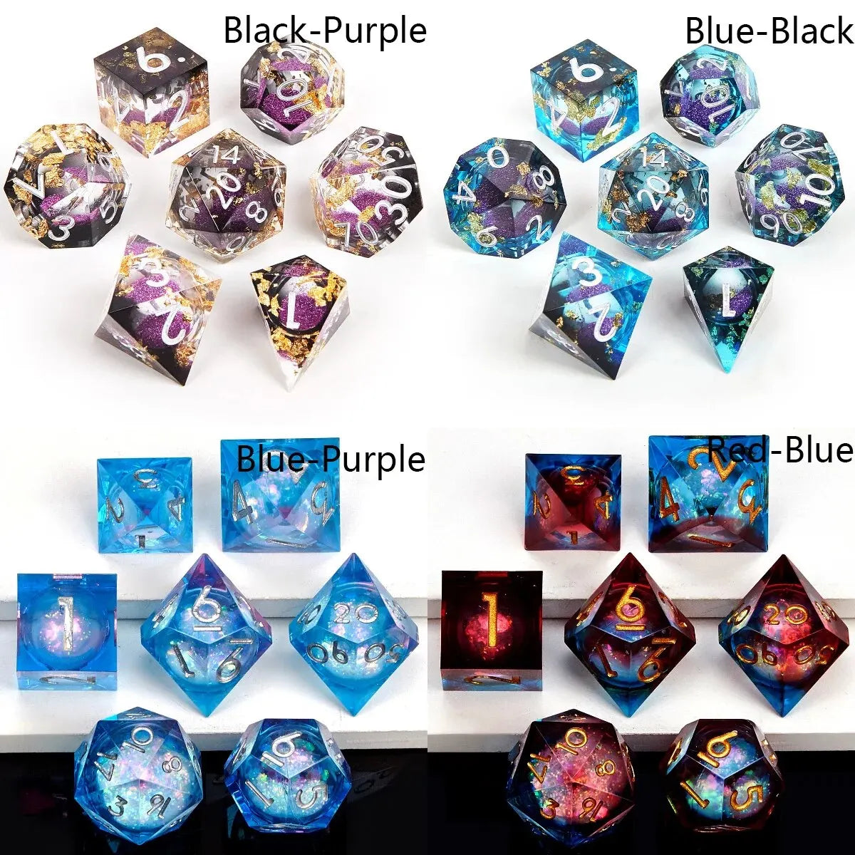Liquid Resin Dice Set w/ Wooden Storage Box
