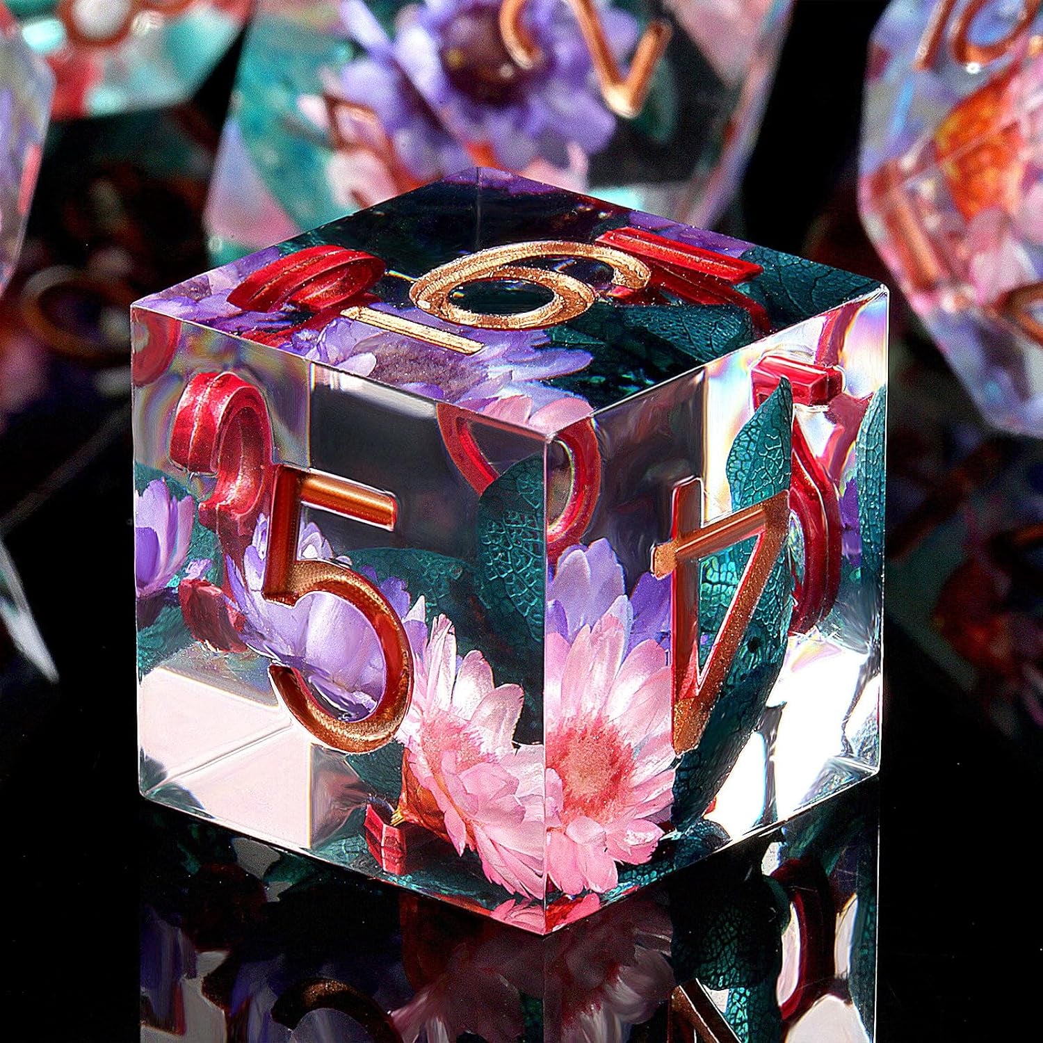 Handmade Resin Dice Sets with Dragon Case