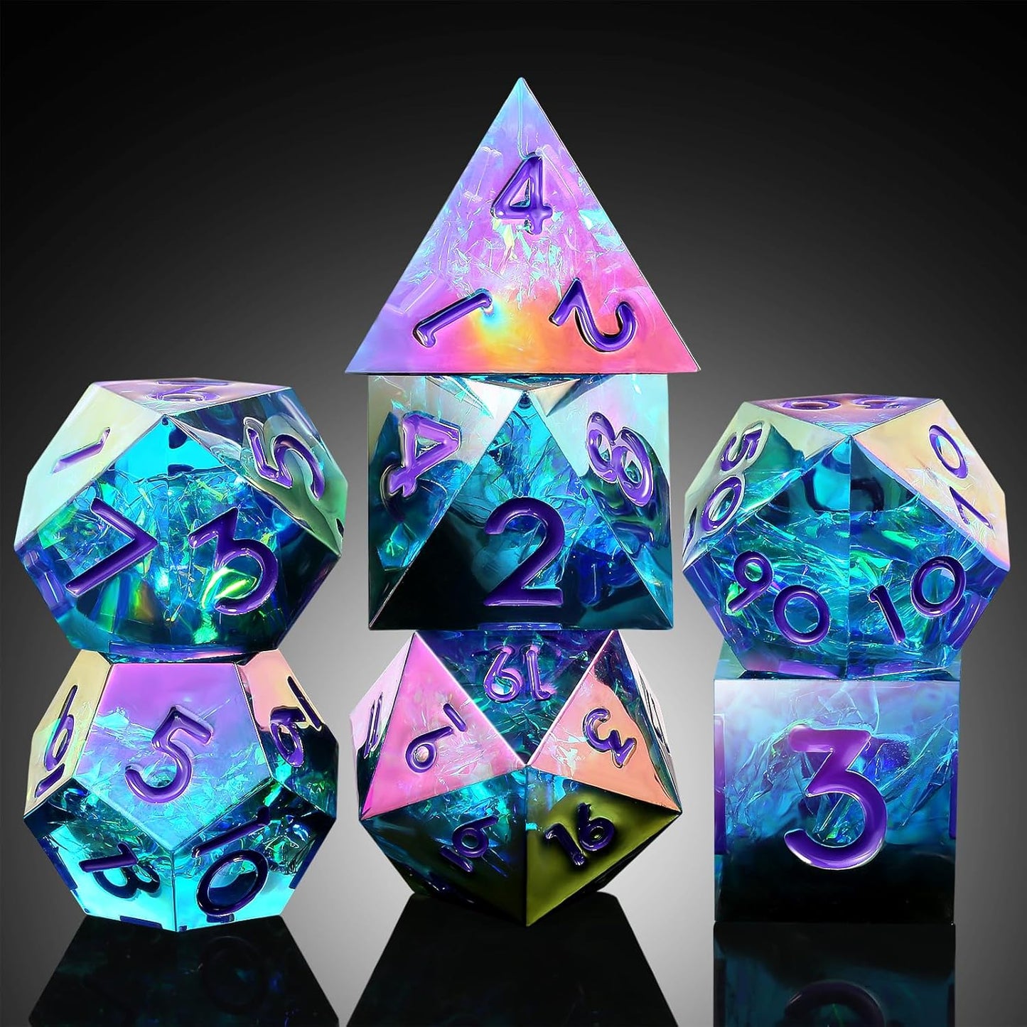 Handmade Resin Dice Sets with Dragon Case
