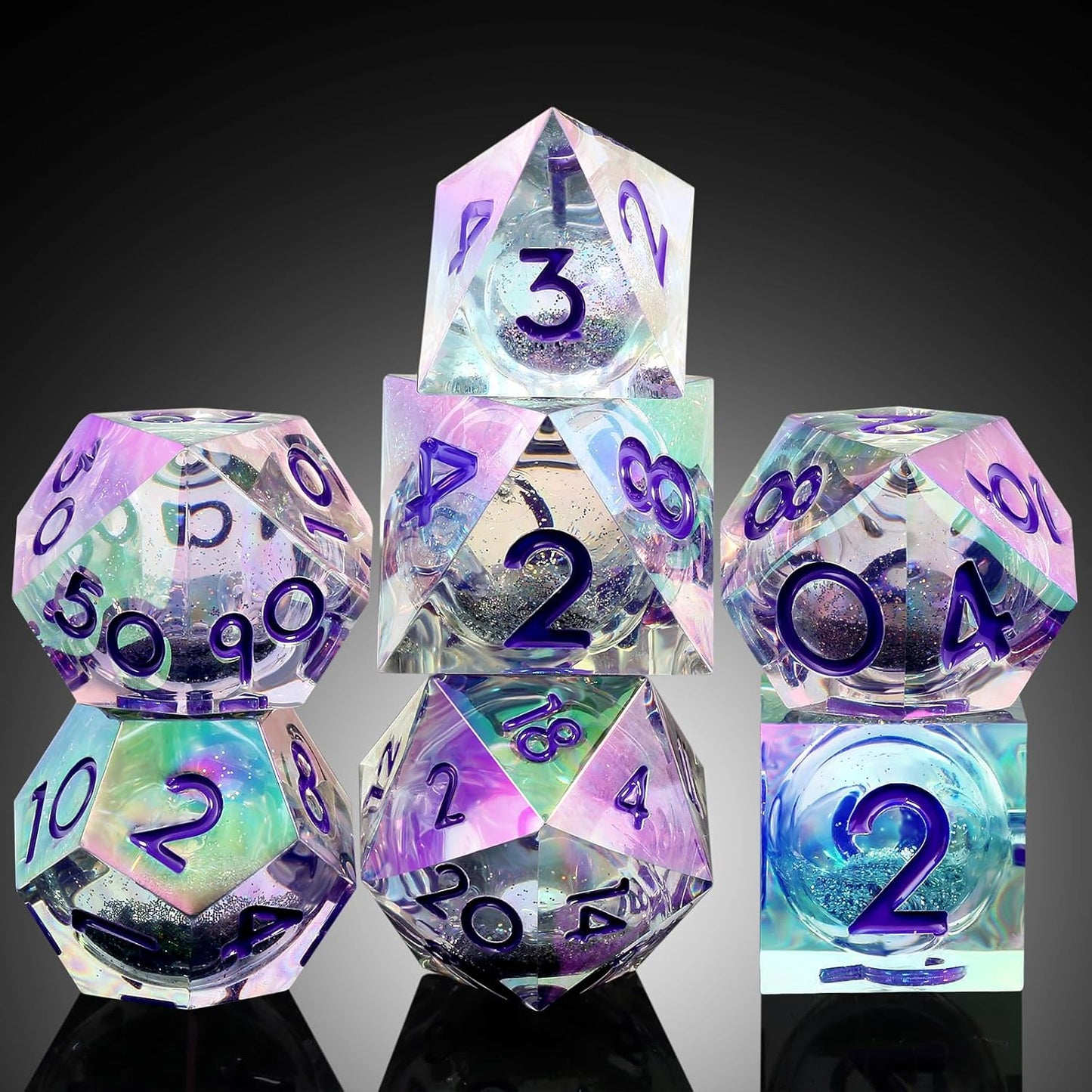 Handmade Resin Dice Sets with Dragon Case