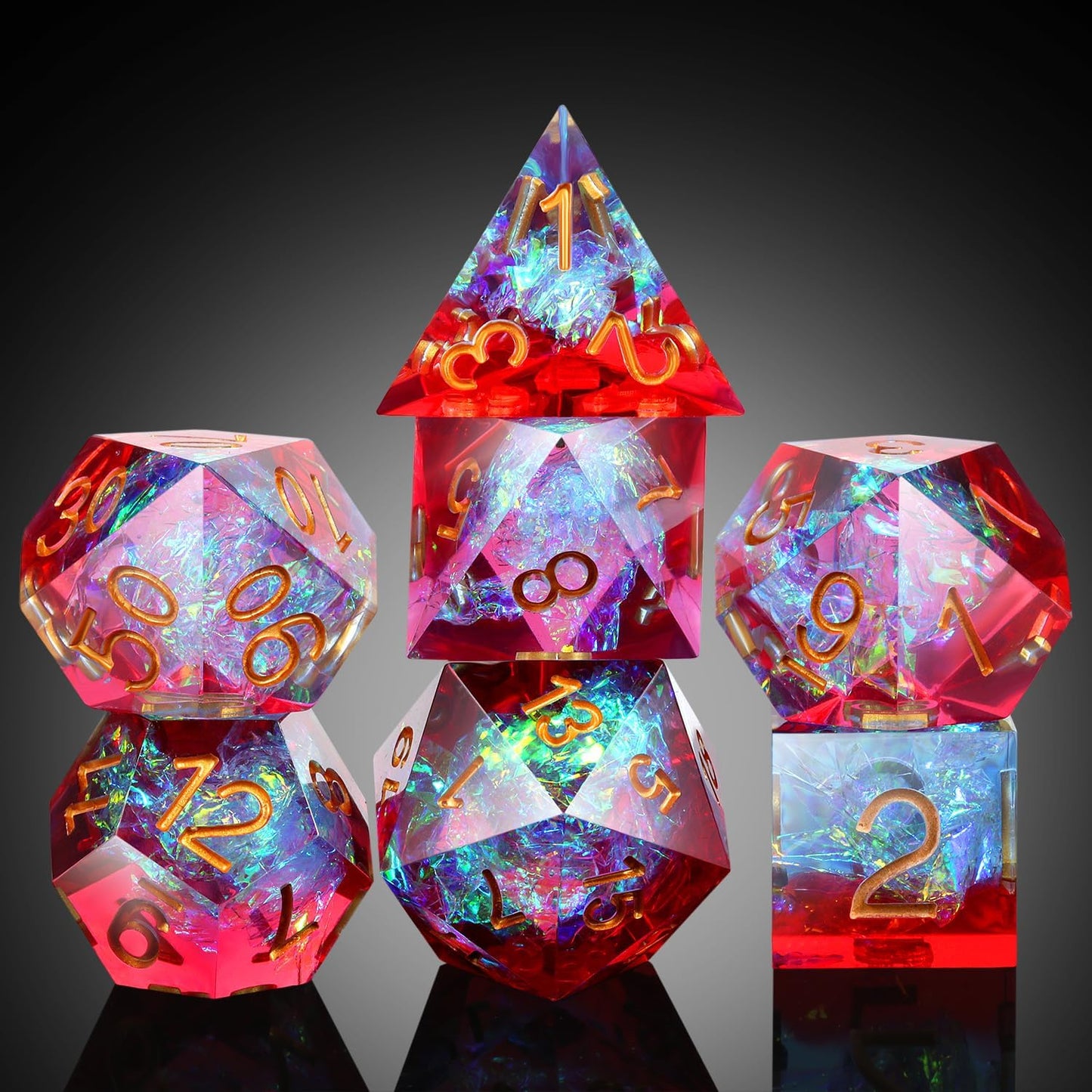 Handmade Resin Dice Sets with Dragon Case