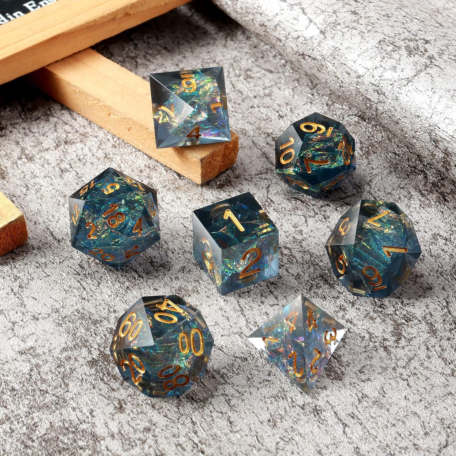 Handmade Resin Dice Sets with Dragon Case