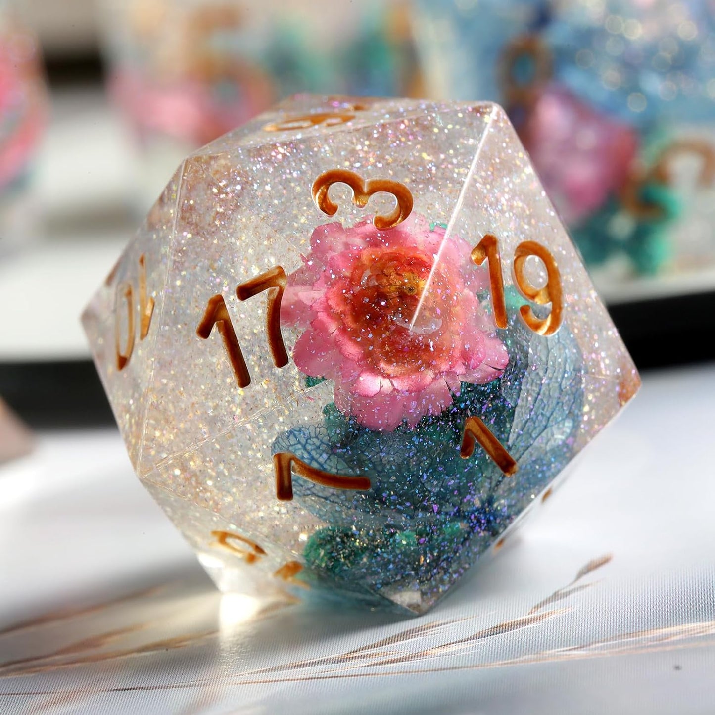 Handmade Resin Dice Sets with Dragon Case