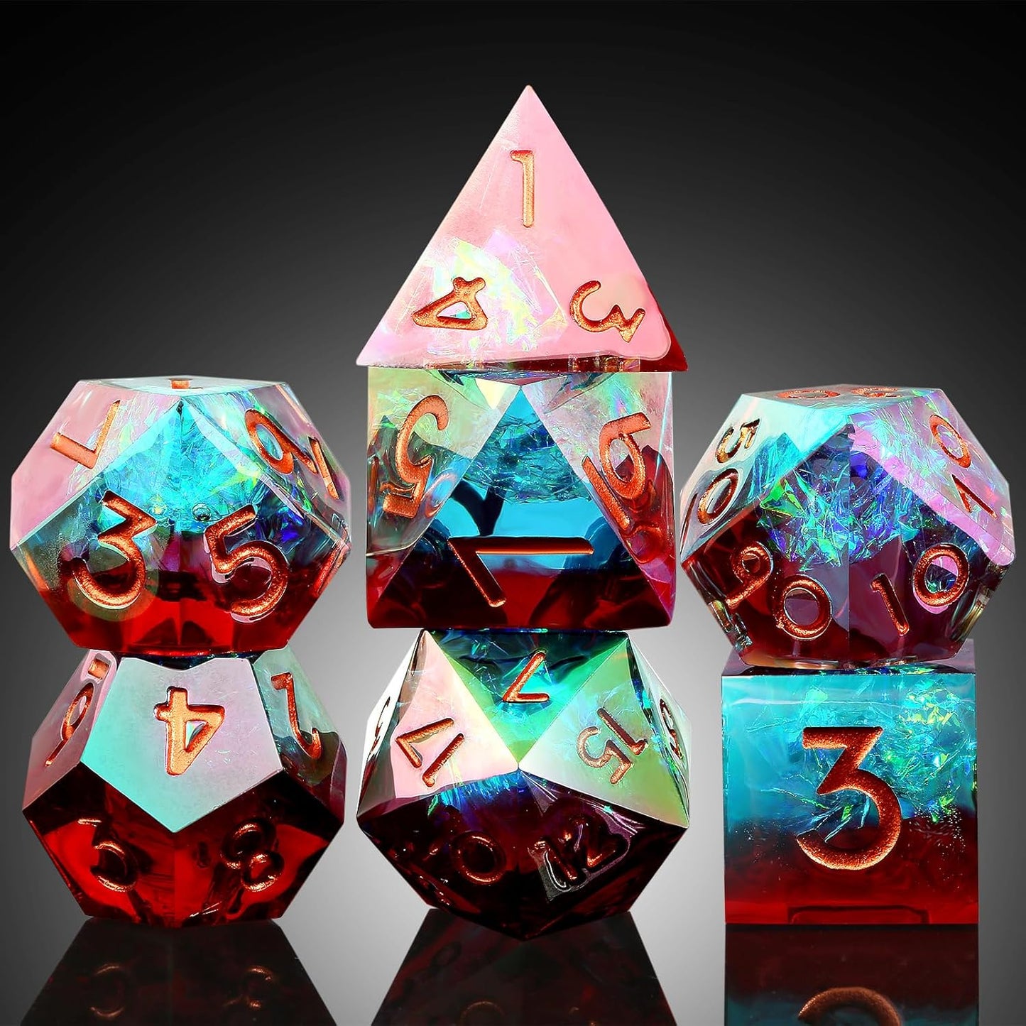 Handmade Resin Dice Sets with Dragon Case