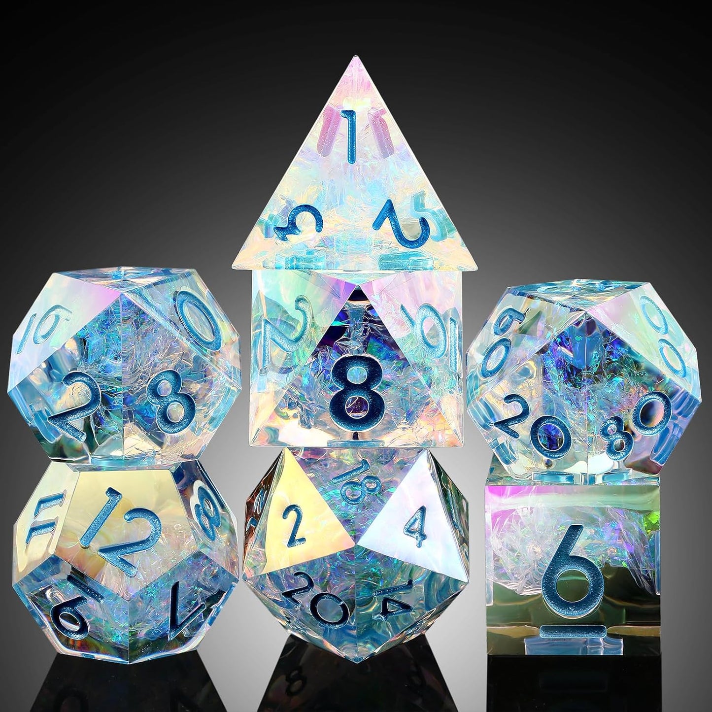 Handmade Resin Dice Sets with Dragon Case