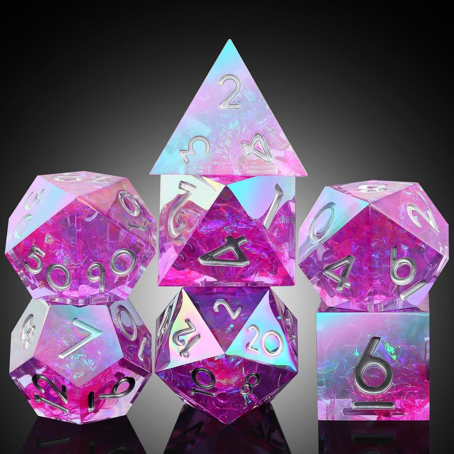 Handmade Resin Dice Sets with Dragon Case