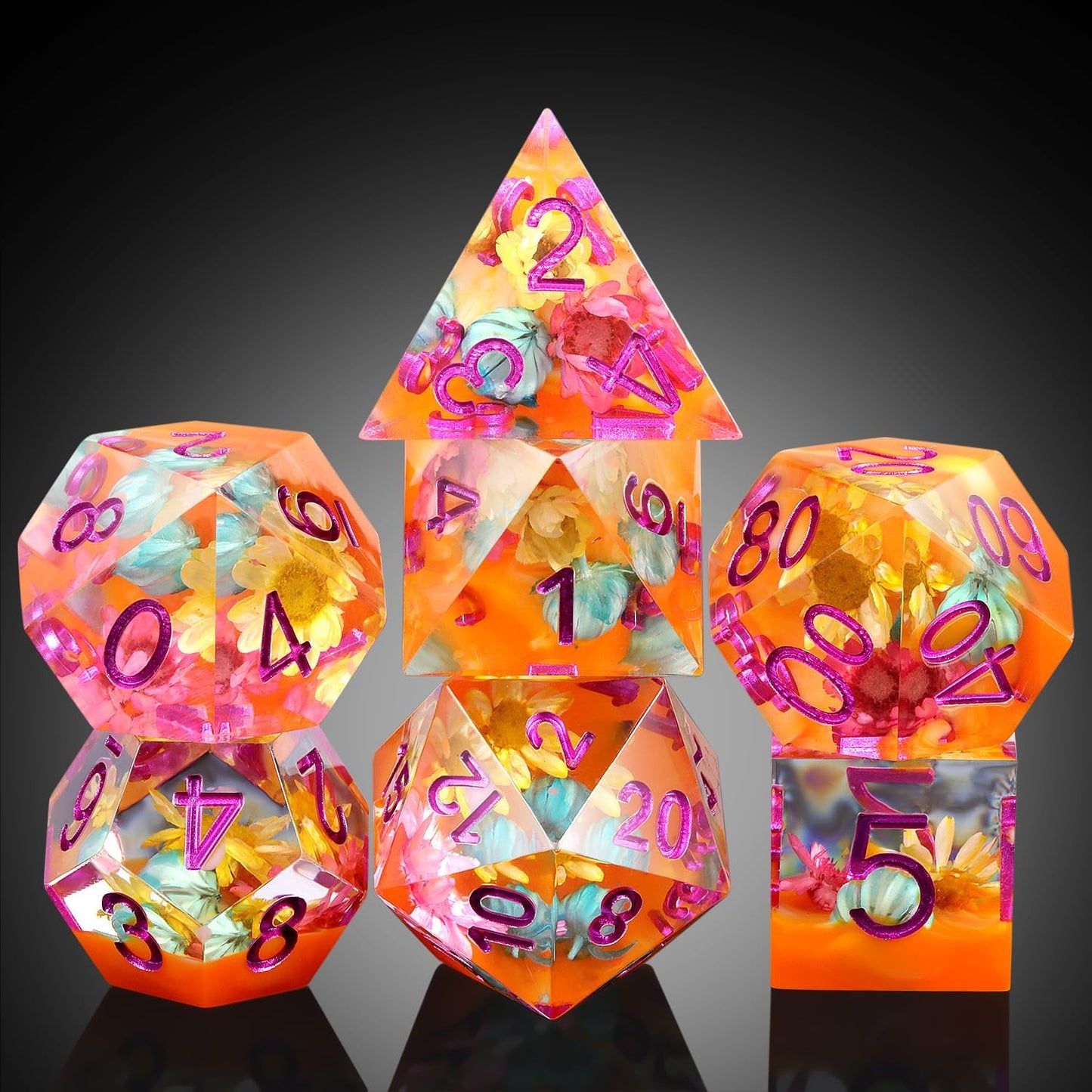 Handmade Resin Dice Sets with Dragon Case
