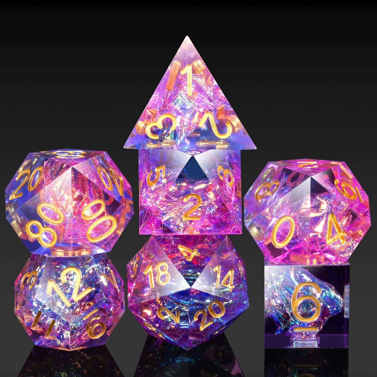 Handmade Resin Dice Sets with Dragon Case