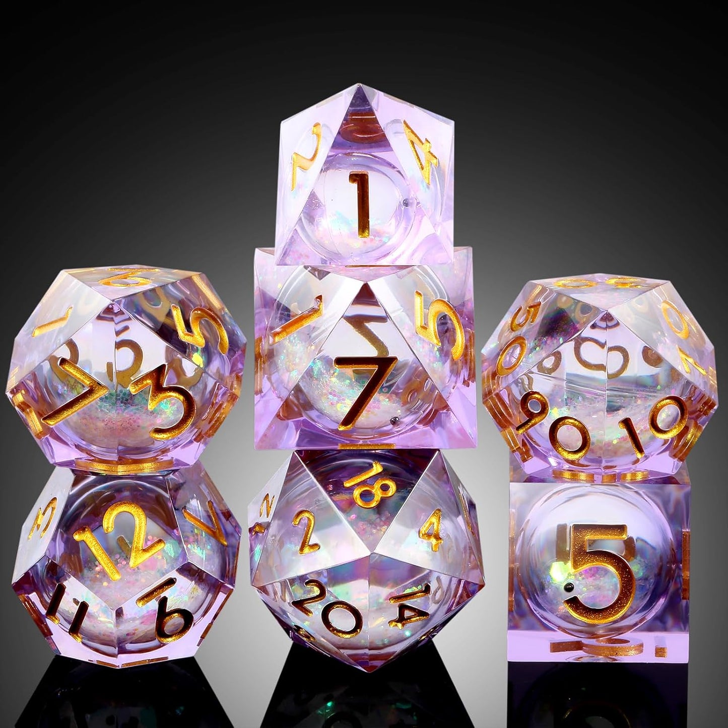Handmade Resin Dice Sets with Dragon Case